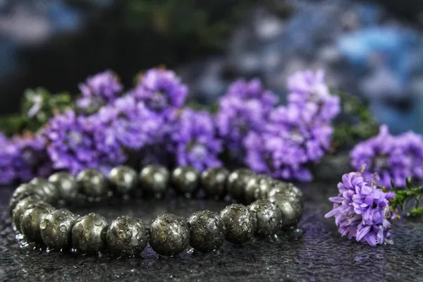 Raw_Pyrite_Bracelet_With_Free_Selenite_Tumble