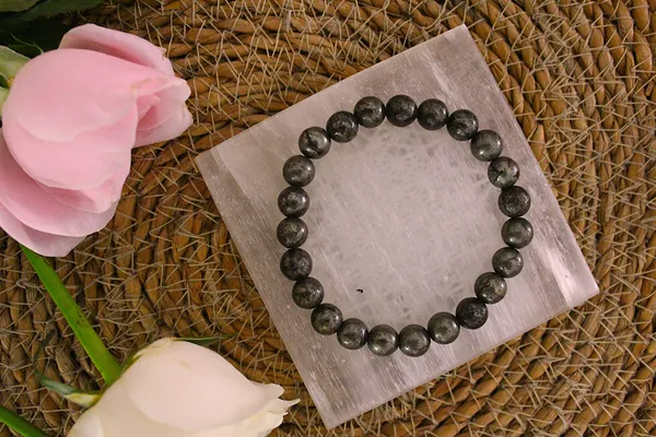 Raw_Pyrite_Bracelet_With_Free_Selenite_Tumble