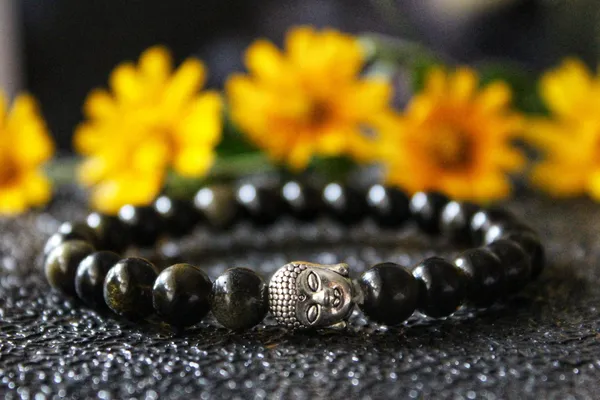 Black_Obsidian_Bracelet_With_Free_Selenite_Tumble