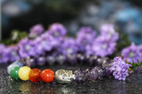 7_Chakra_Amethyst_Bracelet_With_Free_Selenite_Tumble