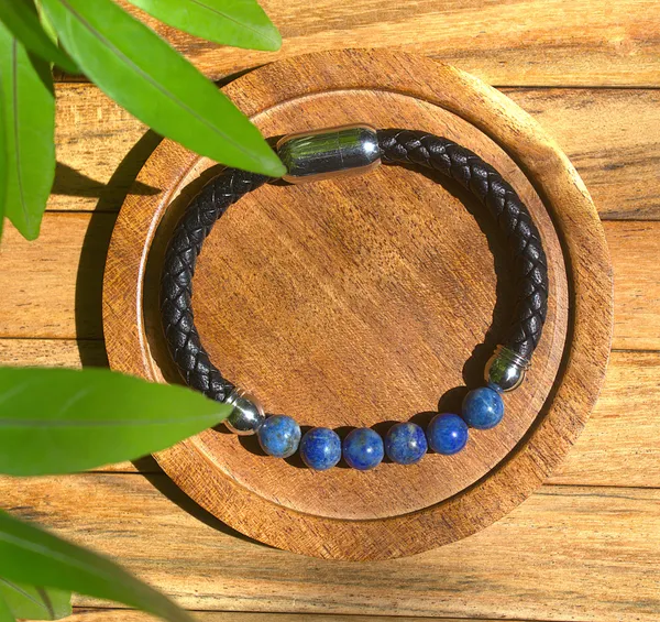Men_S_Lapis_Lazuli_Leather_Bracelet_With_Free_Selenite_Tumble