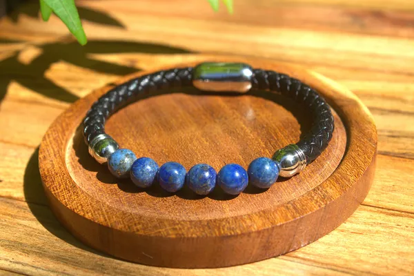 Men_S_Lapis_Lazuli_Leather_Bracelet_With_Free_Selenite_Tumble