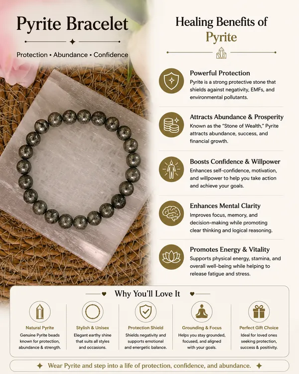 Raw_Pyrite_Bracelet_With_Free_Selenite_Tumble