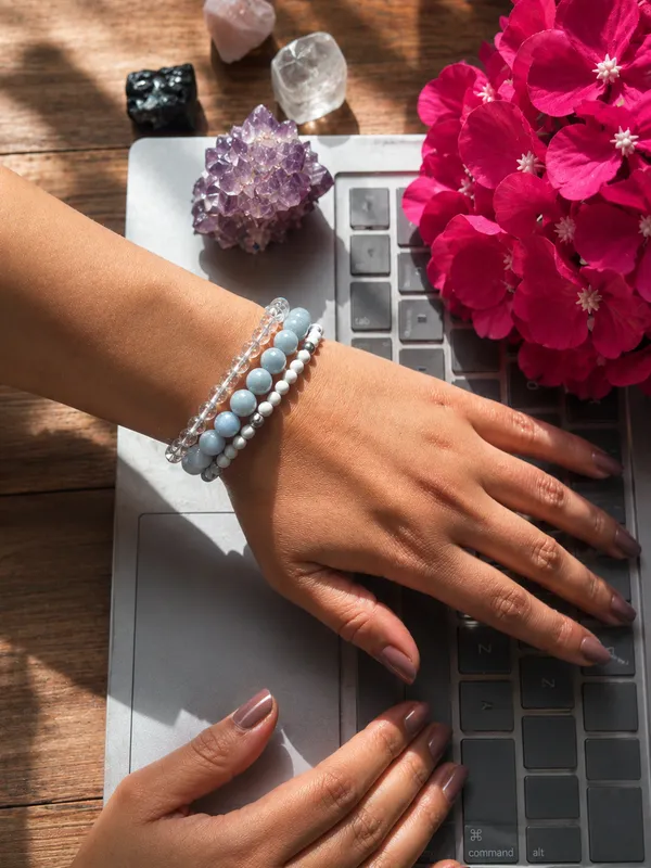 Lunara_Bracelet_Stack_With_Free_Selenite_Tumble
