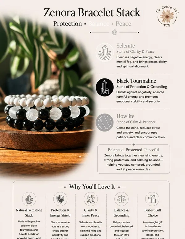 Zenora_Bracelet_Stack_With_Free_Selenite_Tumble