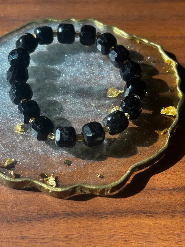 Mens_Tourmaline_Square_Bracelet_With_Free_Selenite_Tumble