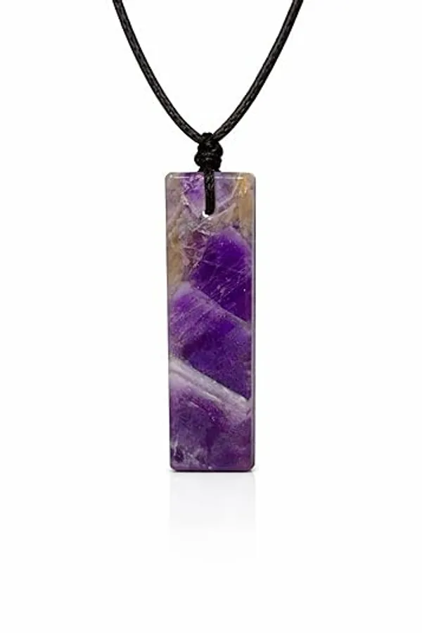 Rectangle_Amethyst_Crystal_Necklace_For_Men_Adjustable_Black_Cord