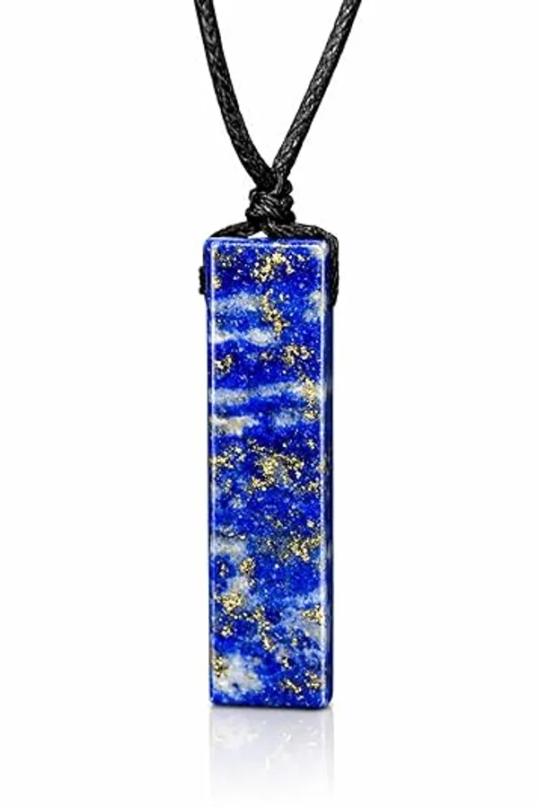 Rectangle_Lapis_Lazuli_Crystal_Necklace_For_Men_Adjustable_Black_Cord