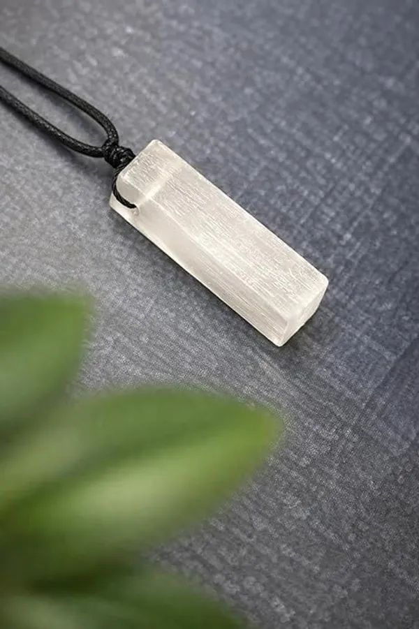 Rectangle_Selenite_Crystal_Necklace_For_Men_Adjustable_Black_Cord