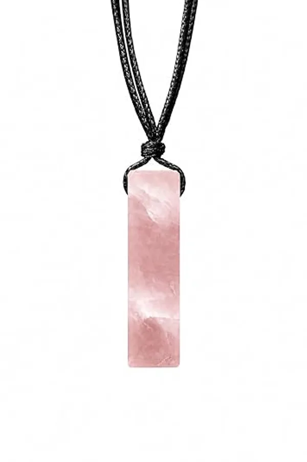 Rectangle_Rose_Quartz_Crystal_Necklace_For_Men_Adjustable_Black_Cord