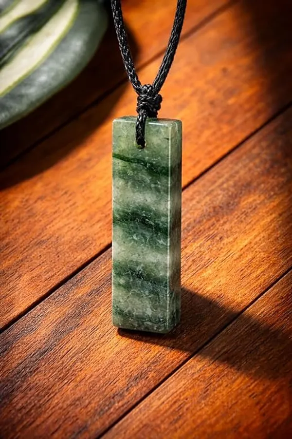 Green_Aventurine_Rectangle_Crystal_Necklace_For_Men_Adjustable_Black_Cord