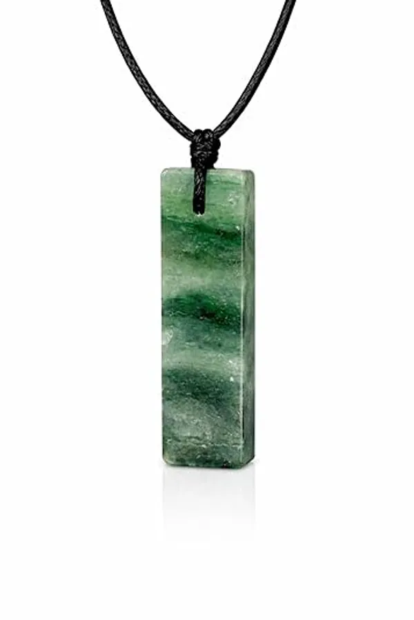 Green_Aventurine_Rectangle_Crystal_Necklace_For_Men_Adjustable_Black_Cord