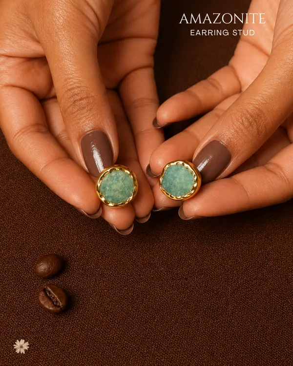Amazonite_Stud_Earrings_Golden_Collection