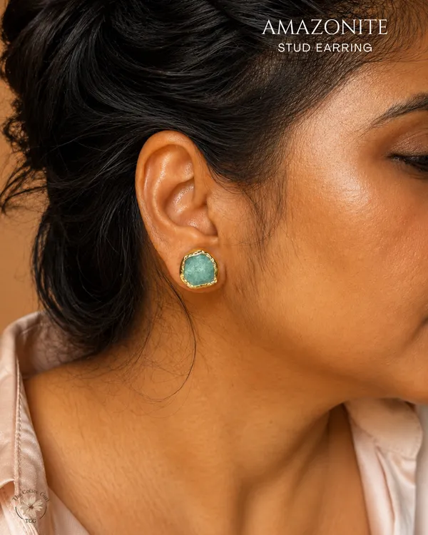 Amazonite_Stud_Earrings_Golden_Collection