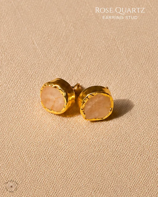 Rose_Quartz_Stud_Earring_Golden_Collection