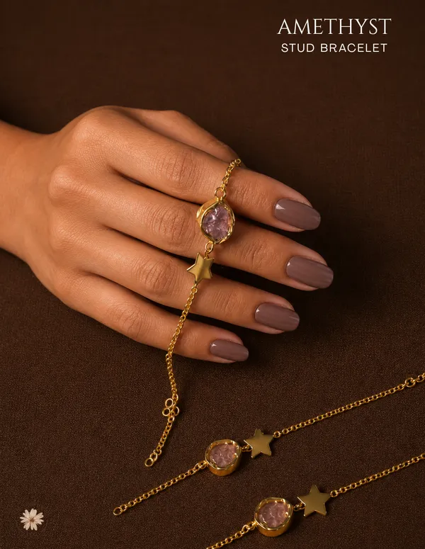 Amethyst_Stud_Bracelet_Golden_Collection