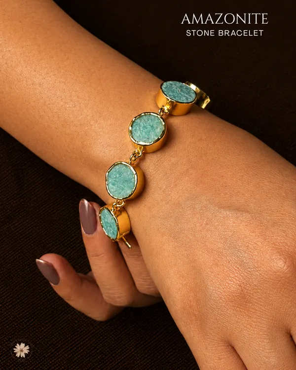 Amazonite_Stone_Bracelet_Golden_Collection