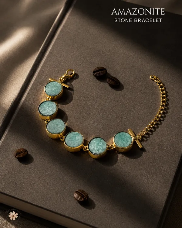 Amazonite_Stone_Bracelet_Golden_Collection