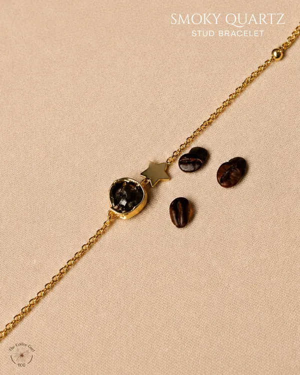 Smoky_Quartz_Stud_Bracelet_Golden_Collection