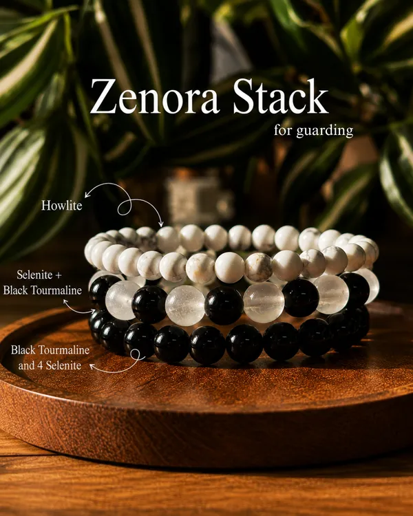 Zenora_Bracelet_Stack_With_Free_Selenite_Tumble