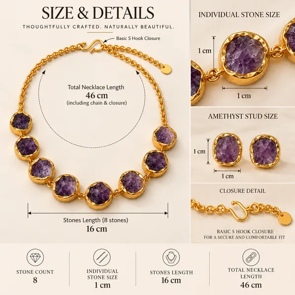 Amethyst_Single_Layer_Stone_Necklace_Set_Golden_Collection