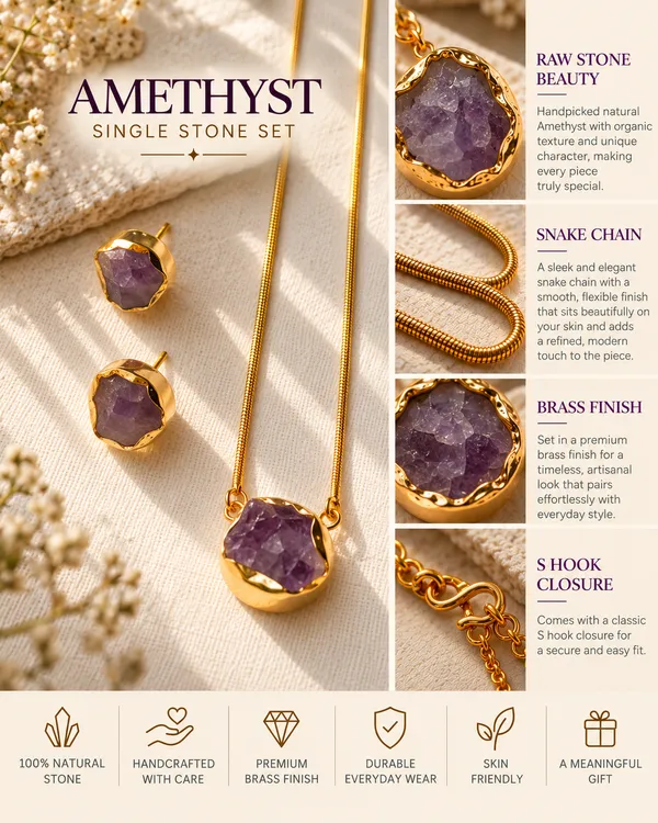 Amethyst_Single_Stone_Necklace_Set_Golden_Collection