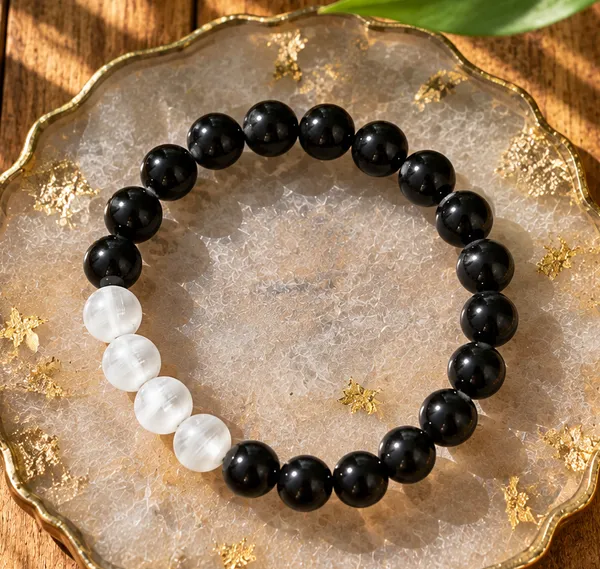 Tourmaline_4_Selenite_Bracelet_With_Free_Selenite_Tumble_Aura_Shield_Bracelet