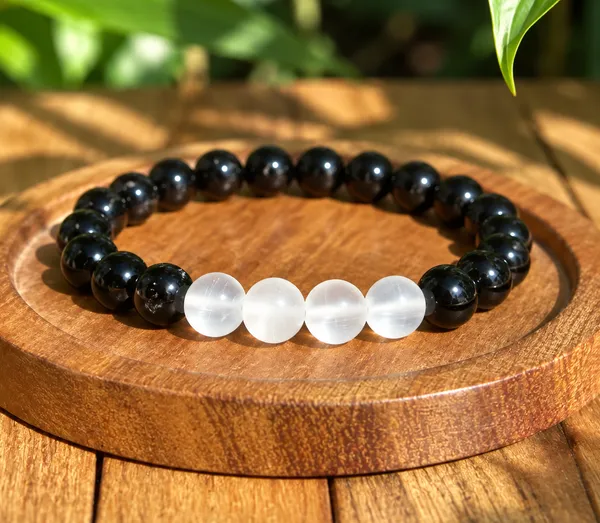 Tourmaline_4_Selenite_Bracelet_With_Free_Selenite_Tumble_Aura_Shield_Bracelet