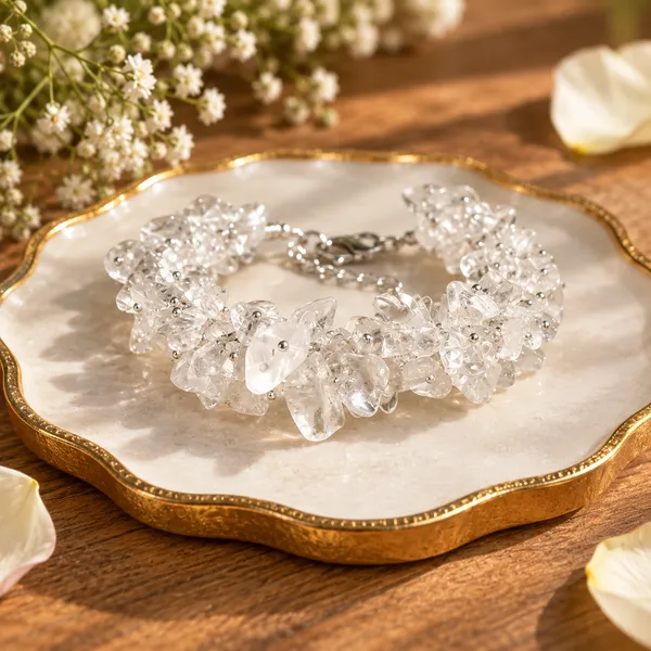 Women_S_Clear_Quarts_Chips_Bracelet_With_Selenite_Tumble