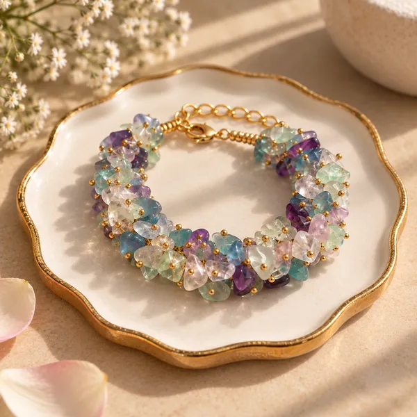 Woman_S_Multi_Fluorite_Chips_Bracelet_With_Free_Selenite_Tumble