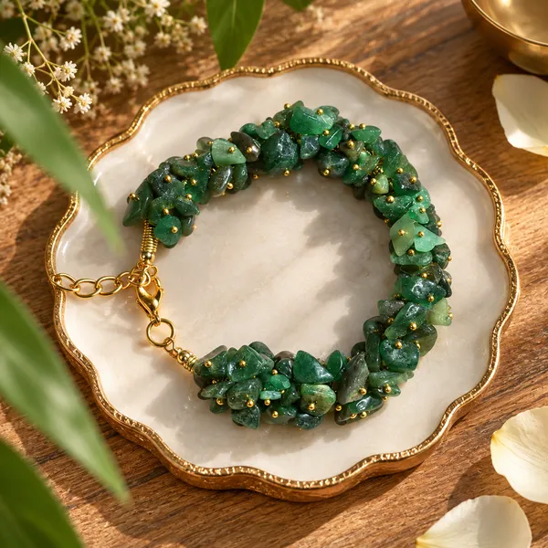 Women_S_Green_Aventurine_Chips_Bracelet_With_Free_Selenite_Tumble