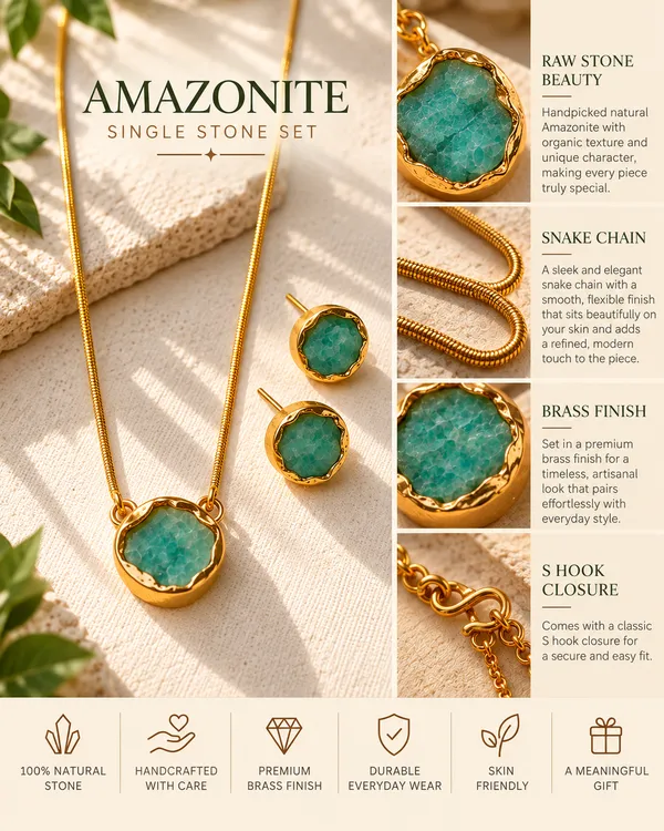 Amazonite_Single_Stone_Necklace_Set_Golden_Collection