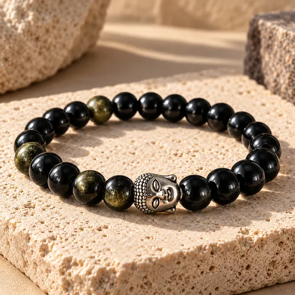 Black_Obsidian_Bracelet_With_Free_Selenite_Tumble
