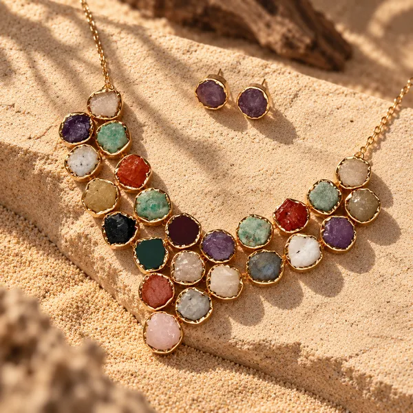Multi-Stone_Raw_Crystal_Statement_Necklace_&_Earrings_Set