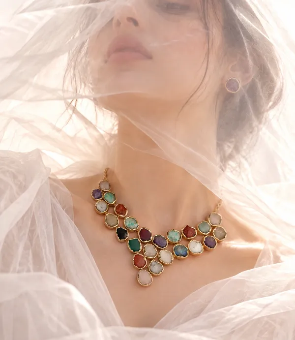 Multi-Stone_Raw_Crystal_Statement_Necklace_&_Earrings_Set