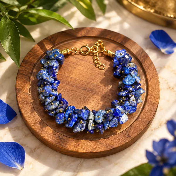 Women_S_Lapis_Lazuli_Chips_Bracelet_With_Free_Selenite_Tumble
