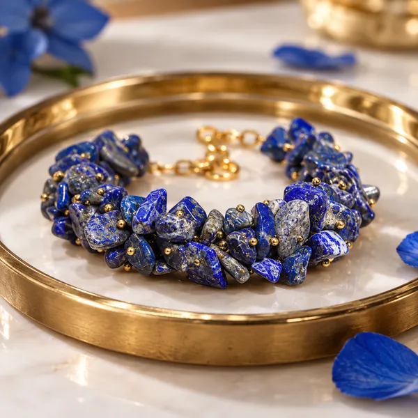 Women_S_Lapis_Lazuli_Chips_Bracelet_With_Free_Selenite_Tumble