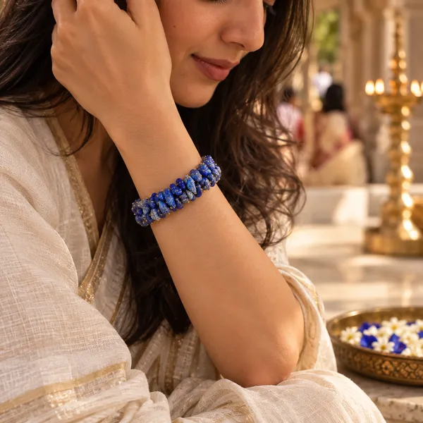 Women_S_Lapis_Lazuli_Chips_Bracelet_With_Free_Selenite_Tumble