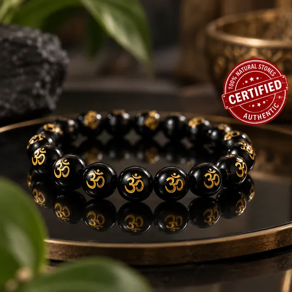 Black_Tourmaline_With_Om_Bracelet_With_Free_Selenite_Tumble