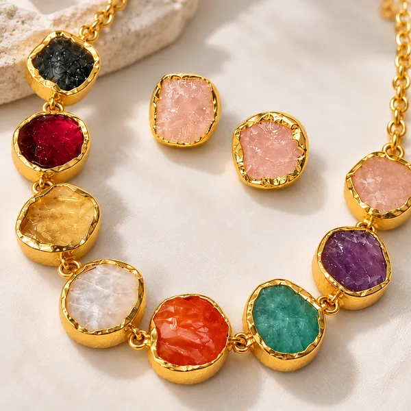 Multi_Stone_Single_Layer_Stone_Necklace_Set_Golden_Collection