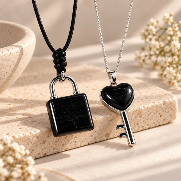 Tourmaline_Lock_Key_Couple_Pendant