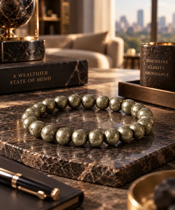 Raw_Pyrite_8MM_Bracelet_With_Free_Selenite_Tumble
