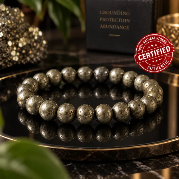 Raw_Pyrite_8MM_Bracelet_With_Free_Selenite_Tumble
