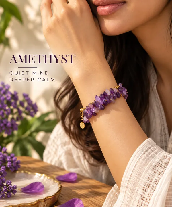 Women_S_Amethyst_Chips_Bracelet_With_Free_Selenite_Tumble