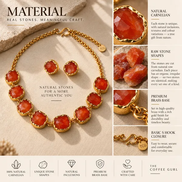 Carnelian_Single_Layer_Stone_Necklace_Set_Golden_Collection