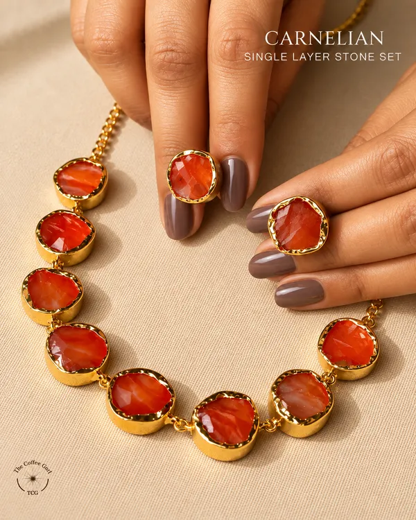 Carnelian_Single_Layer_Stone_Necklace_Set_Golden_Collection