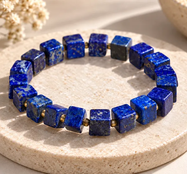 Lapis_Lazuli_Square_Bead_Bracelet_With_Free_Selenite_Tumble