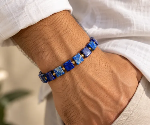 Lapis_Lazuli_Square_Bead_Bracelet_With_Free_Selenite_Tumble