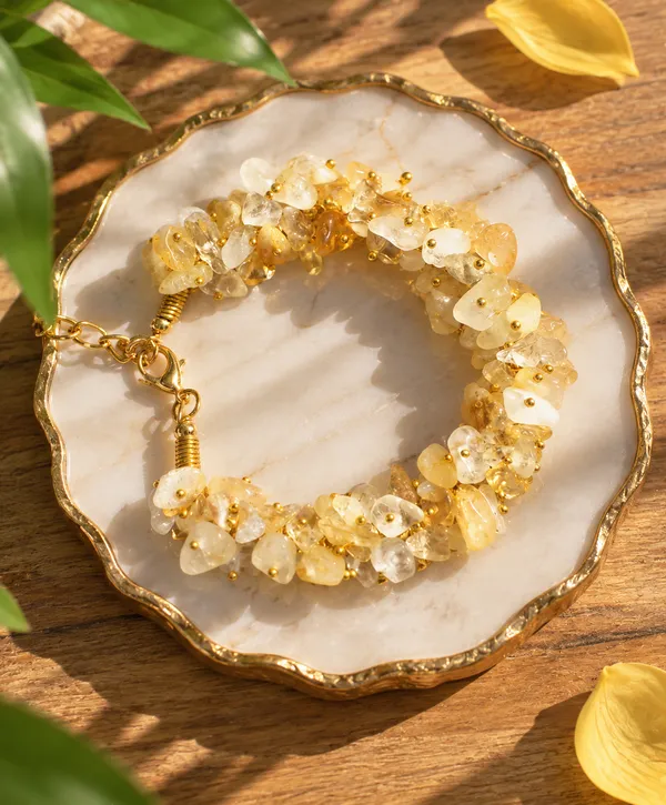 Women_S_Citrine_Chips_Bracelet_With_Free_Selenite_Tumble