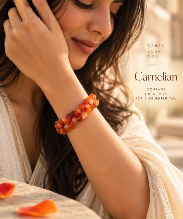Women_S_Carnelian_Chips_Bracelet_With_Free_Selenite_Tumble